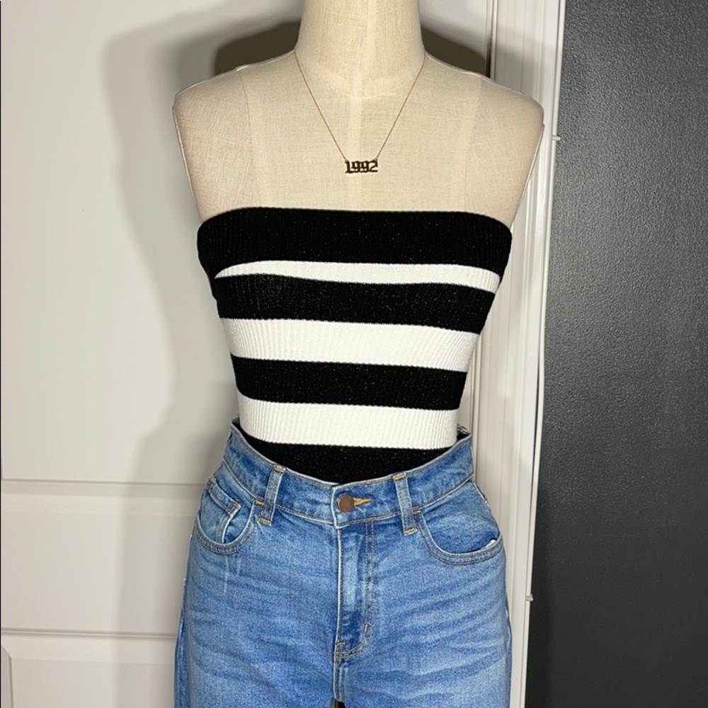 Black & white tube top